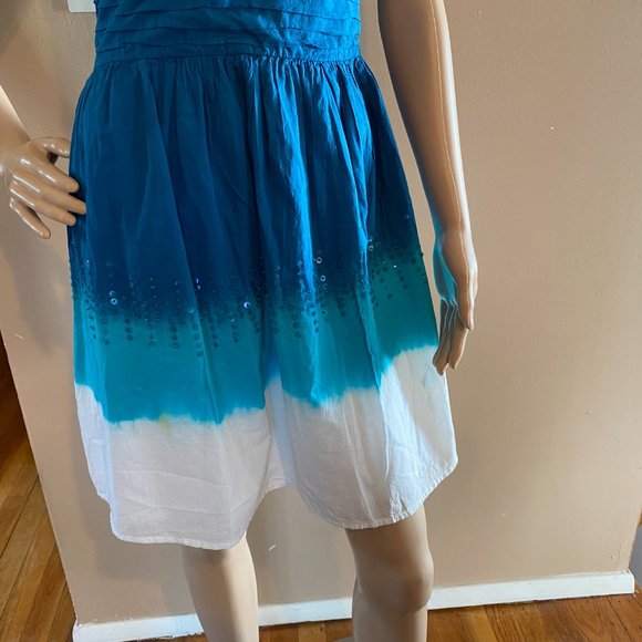 Guess Blue/White Ombre Sequin Sundress W/Tie Back Size 8 - Picture 3 of 8
